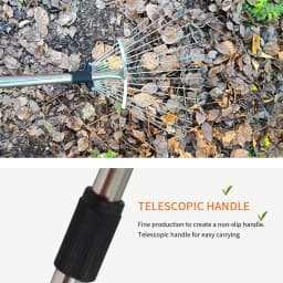 Small Garden Rake Quick Sweep Adjustable Aluminum Alloy Multi Toothed Comfortable To Grip Garden Leaf Rake for Lawn