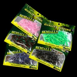 50pcs Mini Soft Fishing Lures, T-tail Worm Lure, Silicone Artificial Bait, Bass Pike Fishing Tackle
