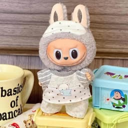 17cm Mini Doll'S Clothes Outfit Accessories for Labubu V1 V2 Striped Overalls Cool Handsome Clothing Gift