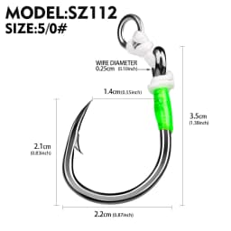 Proberos 5PCS Super Heavy Duty Ironplate Single Big Hook, Jigging Assist Saltwater Hooks