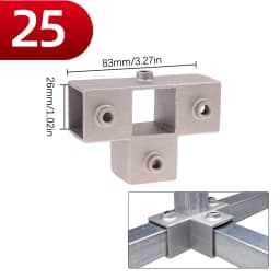 1Pcs Square Tube Connection Piece Aluminum Alloy Elbow Three-way Square Pipe Fixed Joint Storage Rack Rack