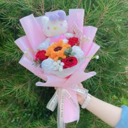Cartoon Handmade Hello Kitty Plush Small Pendant Keychains Creative Valentine Christmas Graduation Gifts For Girls