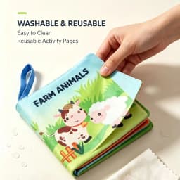Soft Fabric Cloth Book Montessori Touch Feel Sensory Washable Reusable Farm Animal Theme Early Learning Educational Tool