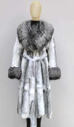 Leopard Print Real Rabbit Fur Coat for Women Long Thickened Warm One-Piece Autumn Winter Fashion with Fox Fur Collar