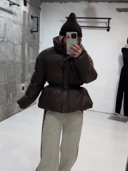 Women's Winter Jacket Hooded Short Top Cropped Drawstring Waist Coat Long Sleeve Warm Oversized Jackets Streetwear Woman Clothes