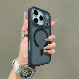 Corrugated Pattern For Magsafe Magnetic Wireless Charge Case For iPhone 17 16 15 14 13 Pro Max Transparen Bumper PC Matte Cover