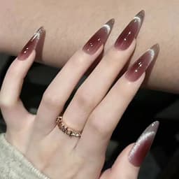24PCS Dark Blue Butterfly Y2k False Nails Spicy Girls Gradient French Pointed Fake Nails Press On Long Stiletto Artificial Nails