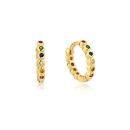 Gold Silver Color Simple Huggies Full Rainbow Zircon Hoops Earring for Women Fashion Drops Piercing Pendiente Ohrringe Jewelry