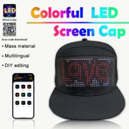 LED Hat Light Display Screen DIY Smart Pixel Matrix Baseball Hat Rechargeable Bluetooth APP Control Hip Hop Street Party Decor