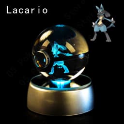 Pokemon 3D Crystal Ball Pikachu Gengar Mew Mewtwo Figurines Lamp Base Pokeball 3D Pokemon Glass Ball Statue Birthday Gift