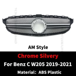 GT Diamond Front Bumper Grille For Mercedes W205 Grill C205 S205 Benz C 2014-2021 C200 C260 C180 C250 C300 Coupe AMG Tuning