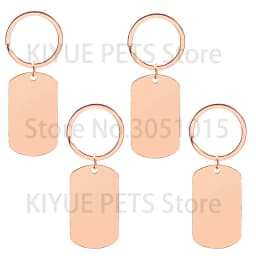 50Sets Dog Id Tags Stainless Steel Rectangle Blank Stamping Pendants Military Soldier Card Jewelry Making DIY Necklacer Key Ring