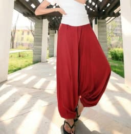 Women Summer Harem Pants Casual Cotton Solid Elastic Waist Wide Leg Pants Bottoms Loose Long Trousers 13 Colors