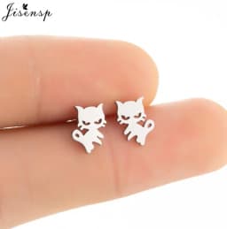 Cartoon Animal Earings Multiple Stainless Steel Cat Stud Earring for Women Girls Small Dog Paw Ear Studs Funny Jewelry Oorbellen
