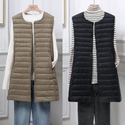 Lightweight down Vest Women's Mid-Length round Ne Autumn Winter New Sle Removable Inner Vest Adjustable V-Ne Reverse Se...