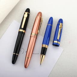 Jinhao 159 Luxury Yellow and Silver Clip Ballpoint Pen with Velvet Bag Free Shipping Rollerball Pens
