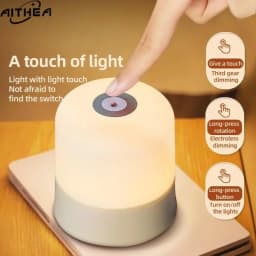 AITHEA Rechargeable Touch Sensor LED Night Light 3-Color Dimmable Portable Bedside Table Lamp for Bedroom Reading Room Decor