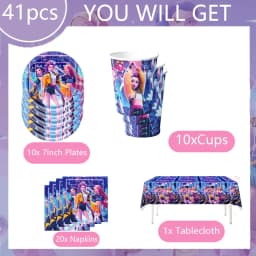 K-Pop Birthday Party Supplies Set - Decorations Tableware Balloon Plate Napkins Cake Topper Banner Gift Keychains for christmas