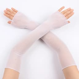 Women Summer Sun Protection Long Fingerless Gloves Thin Transparent Lace Mesh Arm Sleeve Uv Sunscreen Sexy Breathable Mittens