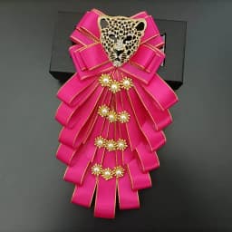 Men's Bow Tie Original Design Rhinestone Leopard Head Brooch Handmade Jewelry Gifts for Men Women High-end Wedding Collar Flower