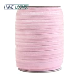 NINE LOOMS Plain Shiny Fold Over Elastics FOE 5/8" 15mm Spandex Band Tape Hair Tie Headband DIY Sewing Trim 50 100 Yard by Spool
