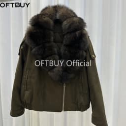 OFTBUY 90 Duck Down Real Fox Fur Collar Luxury Women New Winter Down Jacket Female Loose Short Puffer Coat Thick Warm Outerwear