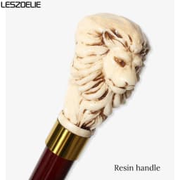 Antique Resin Lion Head Walking Stick Red Wood Detachable Walking Cane Elegant Decorative Party Accessory for Men And Women