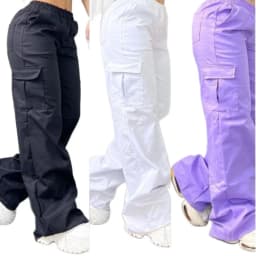 Women Pants Solid Capris Pocket Mid Elastic Waist Full Length Slight Strech Cargo Pants Loose Fit Casual Streetwear 2026 Spring