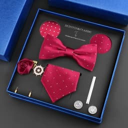 Luxury Neck Tie Set For Men Classic Brand Necktie Bowtie Hanky Cufflinks Floral Brooches Tie Clip Set Wedding Business Box Gift