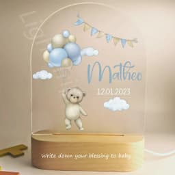 Customized Baby Birth Night Light Personalized Name Animal Bear Bunny Rabbit with USB Lamp for Bedroom Birthday Christmas Gift