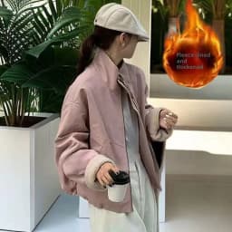 Korean Style Retro Lamb Fur Jacket Women's Thickened Motorcycle Cotton Coat Winter New Arrival One-Piece Skin Leather Coat