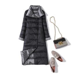 2 IN 1 Reversible Lightweight Duck Down Jacket Women Long Coat Winter White Duck Down Overcoat Woman Puffer Jacket JK-253