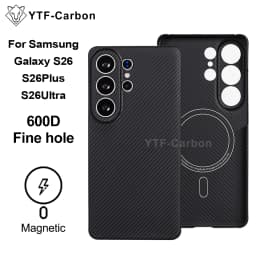 YTF-carbon Luxury Real Kevlar Case for Samsung Galaxy S26 Ultra/S26Plus/S26, Aramid Fiber Magnetic MagSafe Cover