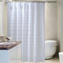 Shower Curtains White Stripe Simple Modern Style Curtain for Bathroom Water Resistant PEVA Fabric with Hooks 200cm Farmhouse