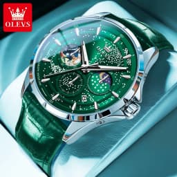 OLEVS Full Green Men's Watch Auto Date Waterproof Man Wristwatches