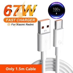 6A 67W Ultra Fast Charger Cable for Xiaomi 10T 11 Lite 12 13 14 Redmi Note 10 11T 12T 13 POCO X4 X5 F5 Type C USB Charging Cable