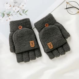 Men's Winter Gloves Flip Warm Writing Mittens Student Half Finger Flip Thermal Jacquard Knit Male Soft Elastic Business Gloves