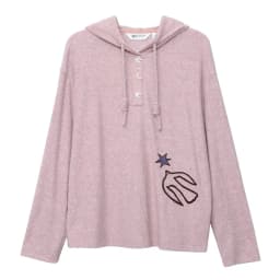 MOVEUP Hooded Drawstring Pullover 2026 Autumn Bird‑Shaped Buttons Embroidery Sweatshirts Loose Long Sleeve Casual Top 3ELQ10567