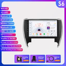 Hizpo Car Radio Player Head Unit Plug And Play For Toyota Camry 2015-2017 North America Version GPS Navigation Android Auto DSP