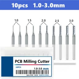 10pcs PCB Corn End Milling Cutter 0.5-3.175mm, 3.175mm (1/8) Shank Hard Alloy PCB Milling Cutter CNC Cutting Milling Cutter