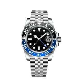 40MM Custom Logo New Men Quart Wristwatch Jubilee Stainless Quartz GMT Watch Sapphire Glass Men Watches Waterproof Luminous