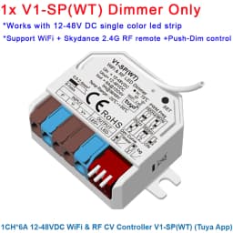 Skydance V1-SP(WT) 1CH V3-SP(WT) 3CH V5-SP(WT) 5CH Tuya APP WiFi 2.4G RF Wireless LED Controller Push Switch for DC12V 24V Strip