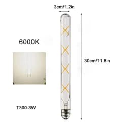 100-240V 6000K LED Filament Light Bulb 110V 120V 6500K Tubular Edison Bulbs T10 T185 T225 T30 T300 Long Tube 4W 6W 8W LED Bulb