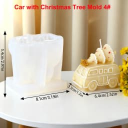 Car with Christmas Tree Candle Mold 3D Car with Pine Tree Soap Resin Mold for Holiday Decoration Christmas Home Decor Gift