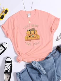 Sloth On The Sofa Personality Letters Printing Tshirts For Women Crewneck Harajuku Women's T-Shirt Casual Punk Woman Clothes