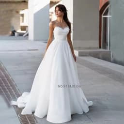 Customized Luxury Sweetheart Neckline Boho Wedding Dresses High Slit Appliques Sleeveless A-Line Bridal Gowns Robes De