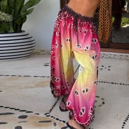 2026 Summer Gradient Contrast Print Harem Pants Oversize Baggy Elastic Waist Boho Trousers Women New Trendy Classy Lady Bottoms