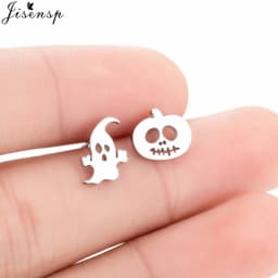 Korean Style Star Moon Ear Studs for Girls Minimalist Cat Puzzle Leaf Dinosaur Earrings Black Stainless Steel Jewelry Oorbellen