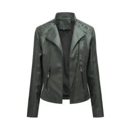 Spring Autumn Leather Jacket Women Slim Fit Motor Biker PU Leather Short Coat Stand Collar Ladies Zipper Outerwear