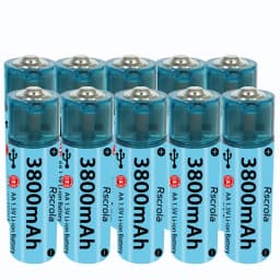 2025 New AA Li-ion Battery USB AA Rechargeable Battery Fast Charge Over 1000 Cycle Works for Cameras, Toys, Remote controls,Toys